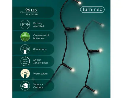 23ft Battery Powered Twinkle String Lights - 96 LED Bulbs - Interior Delights