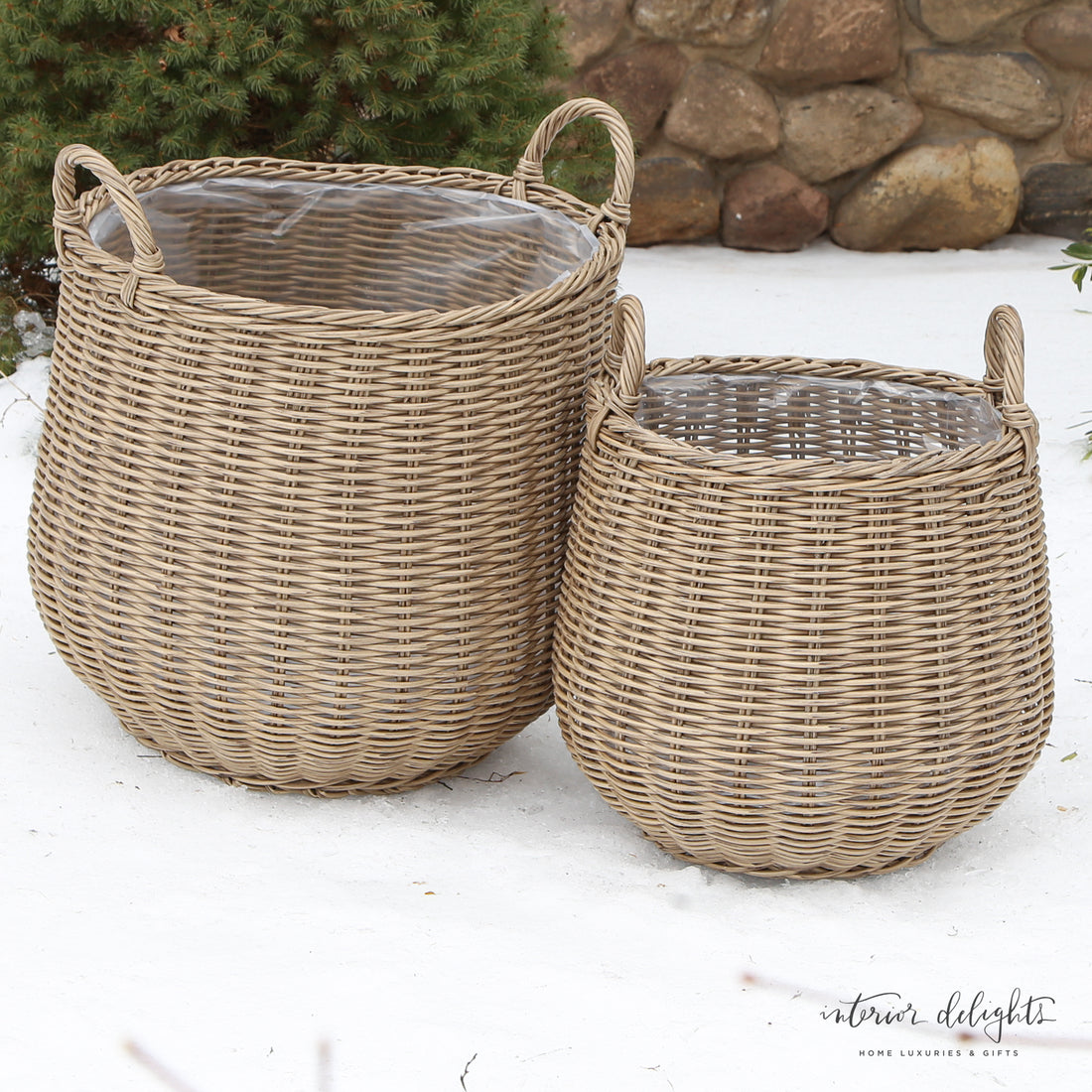 Round Willow Planter Baskets - Set of 2