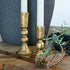 Hammered Gold Short Candle Holders- Set of 2 - Interior Delights