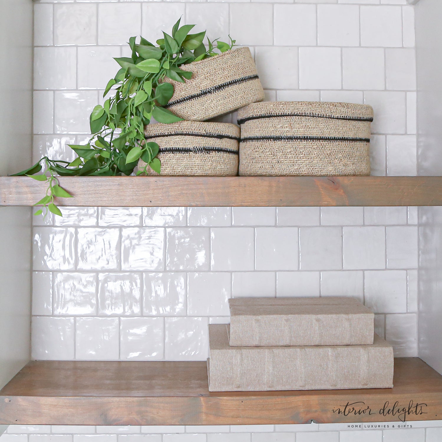 Medium Beige Linen Storage Book