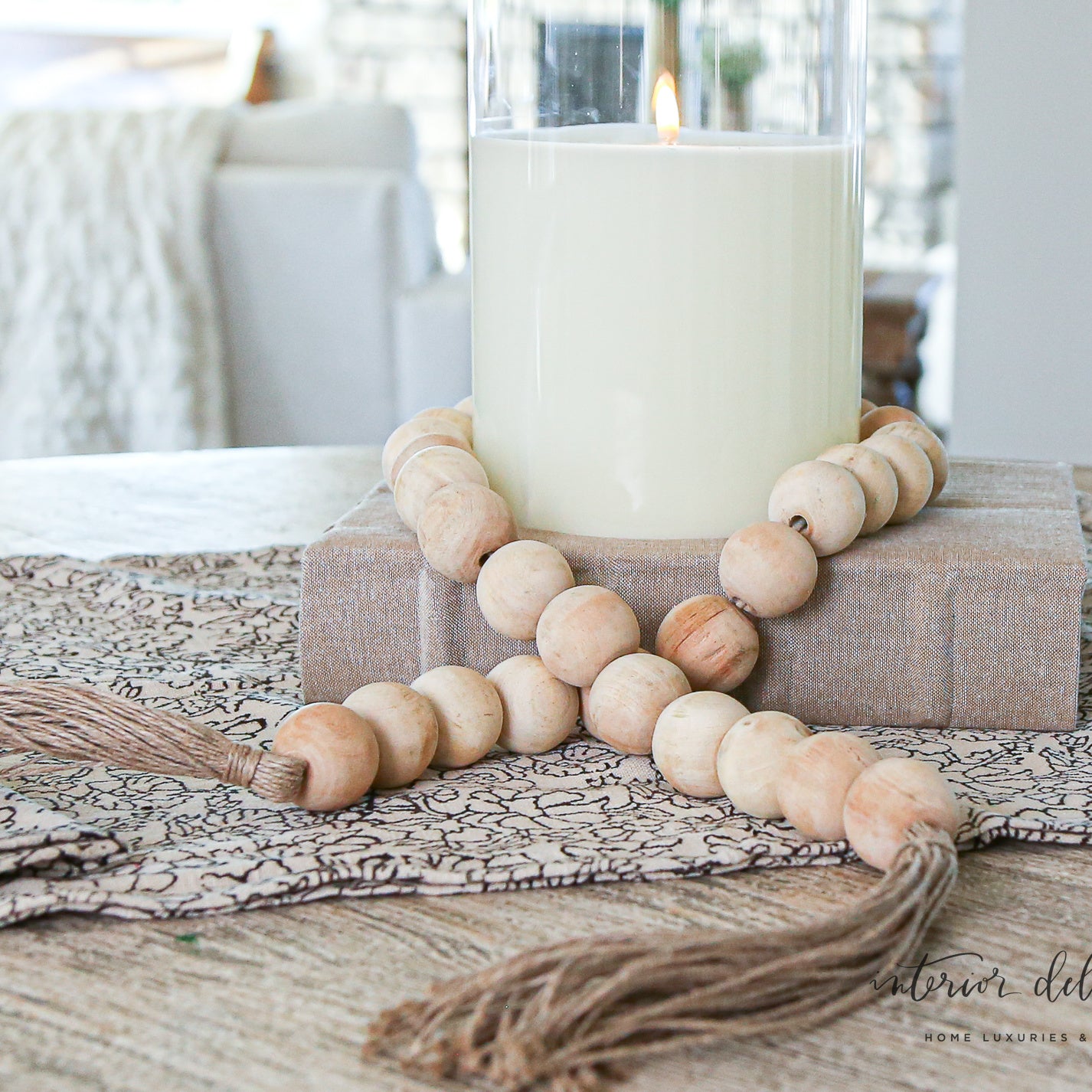 54&quot; Natural Beads with Tassels