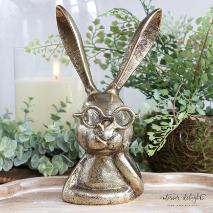 Gold Eyeglass Bunny Figure - Interior Delights