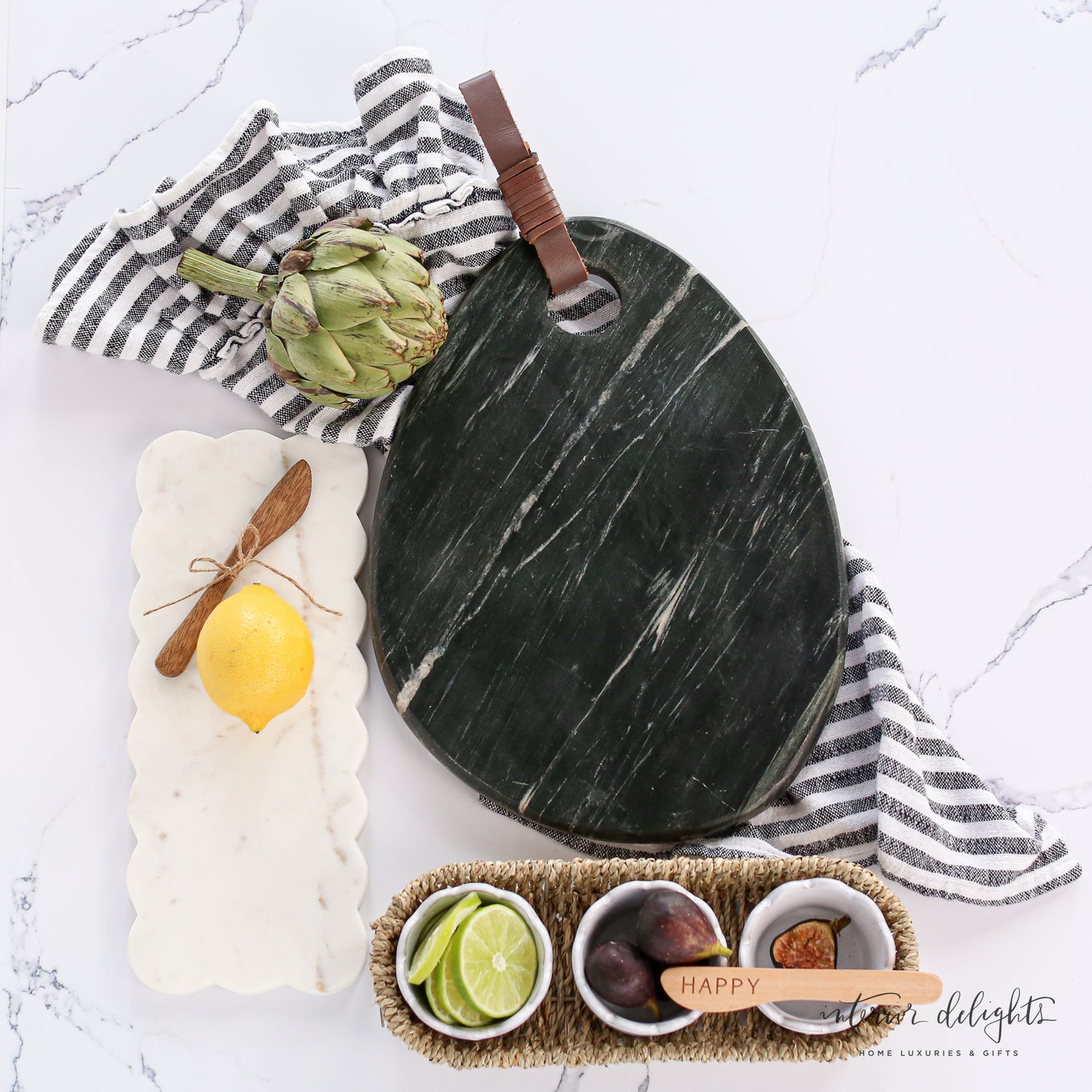 Organic Shaped Marble Board- Black or Gray