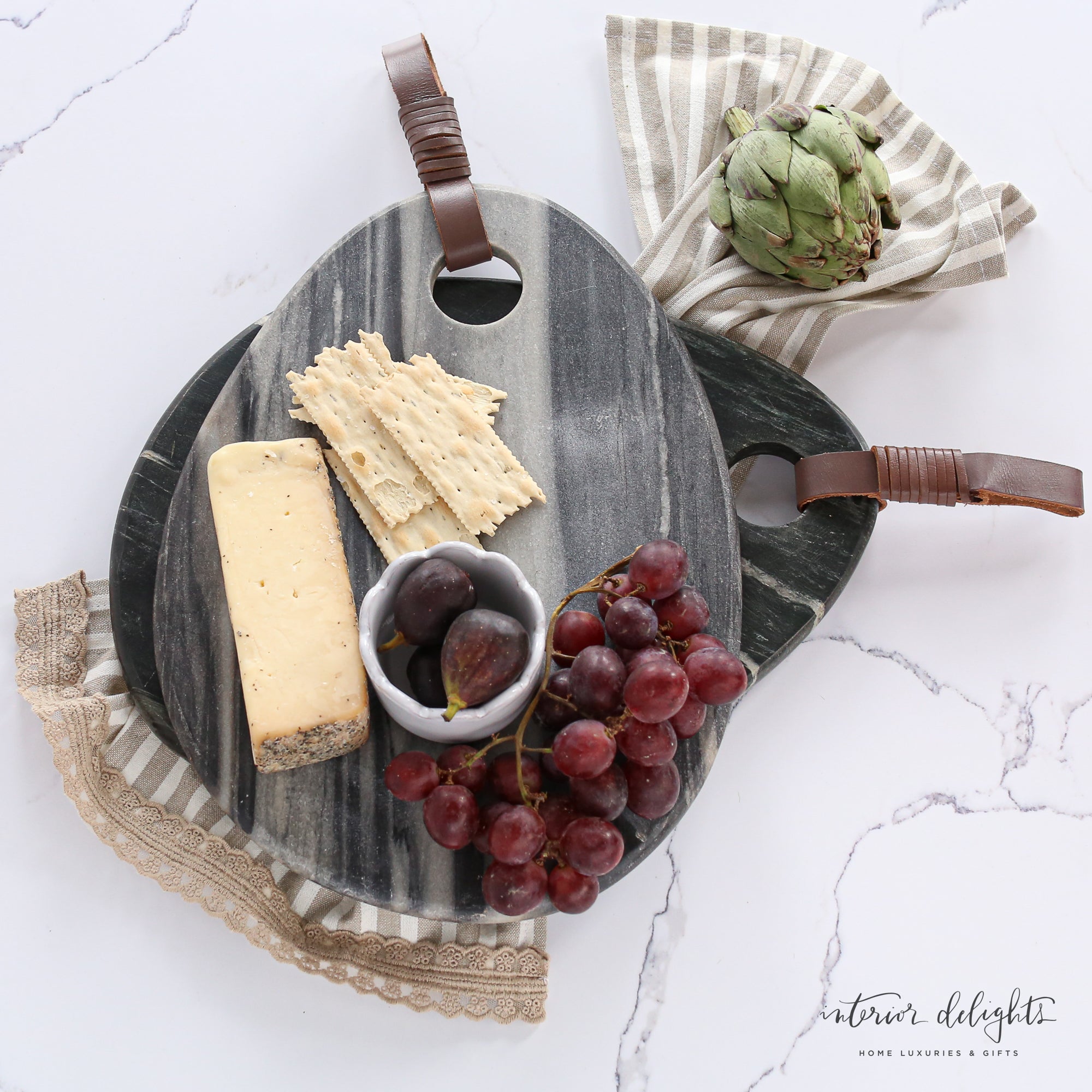 Organic Shaped Marble Board- Black or Gray