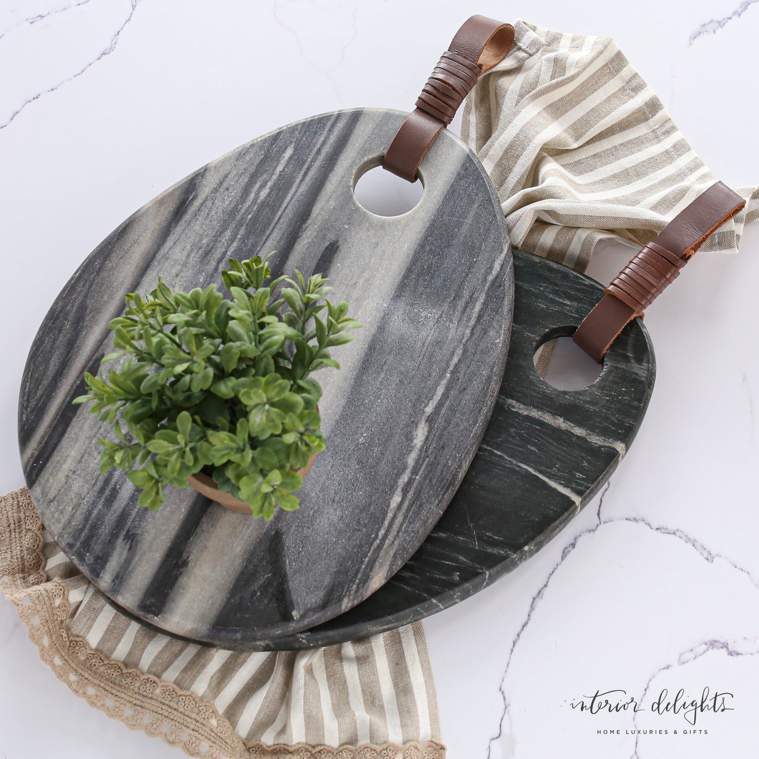 Organic Shaped Marble Board- Black or Gray