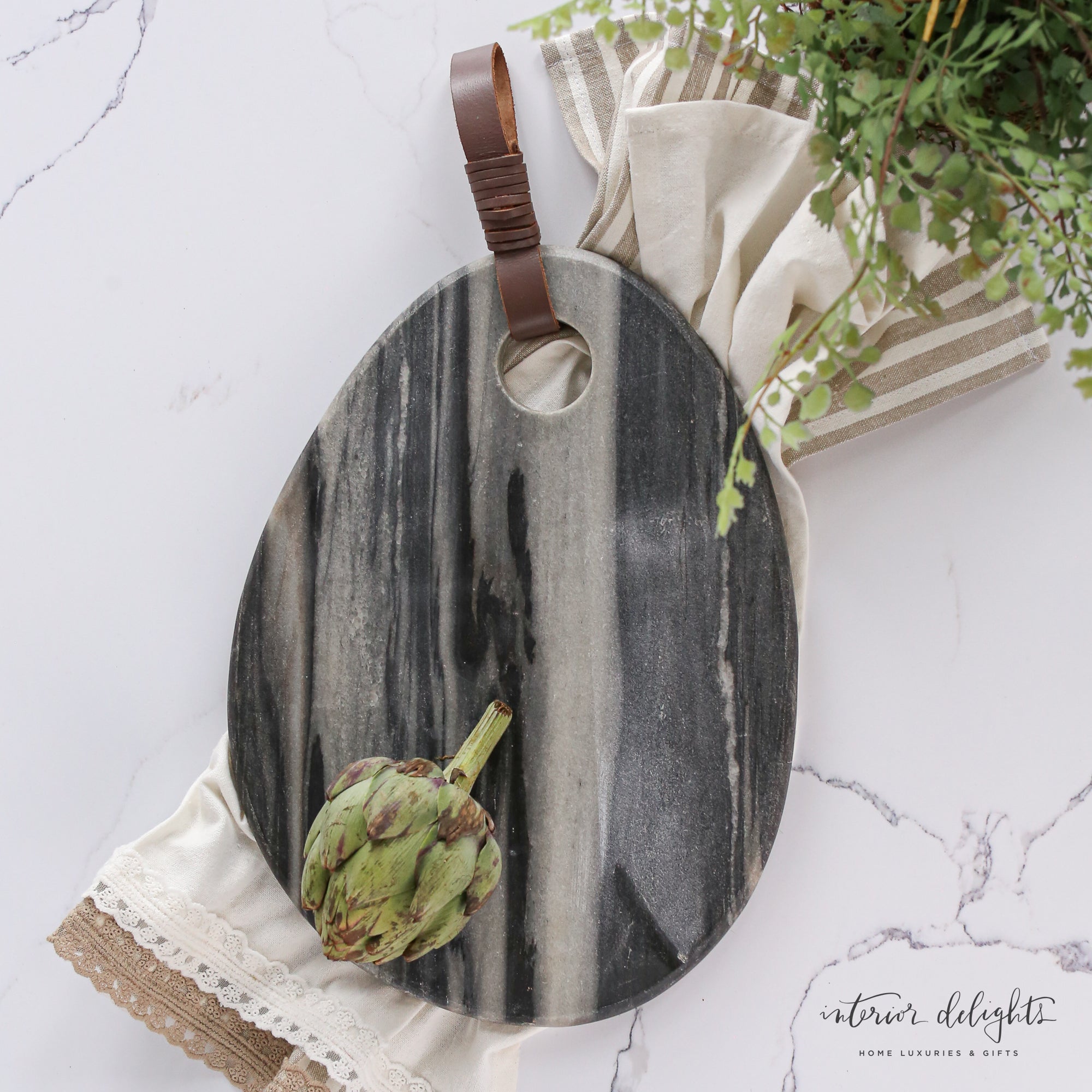 Organic Shaped Marble Board- Black or Gray