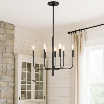 Stacie - 6 Light Curved Arm Chandelier