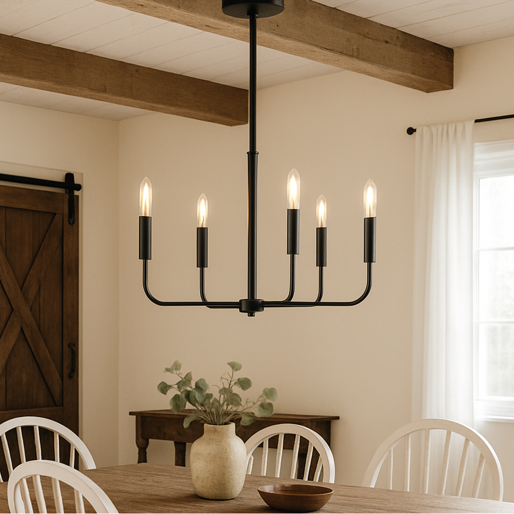 Stacie - 6 Light Curved Arm Chandelier