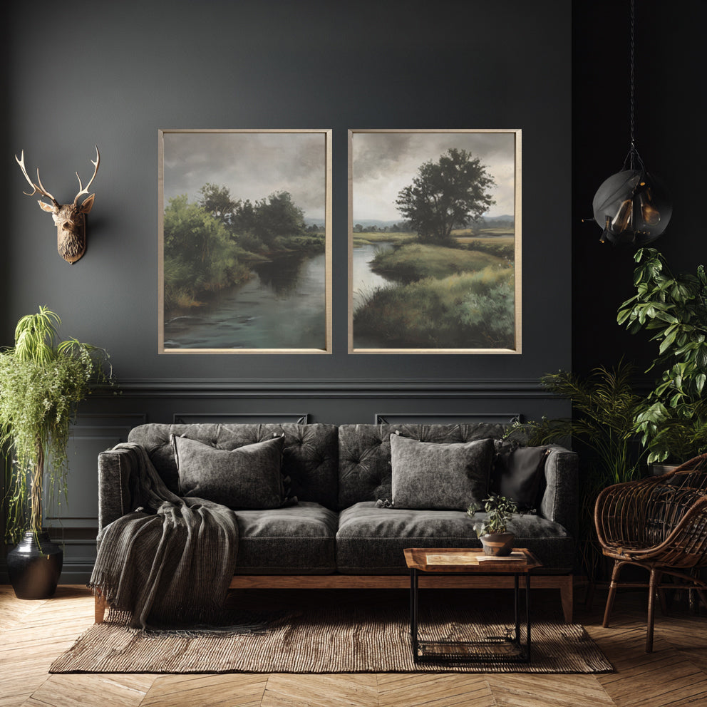 24x36 Thin Oak Creekside Diptych  (Set of 2)