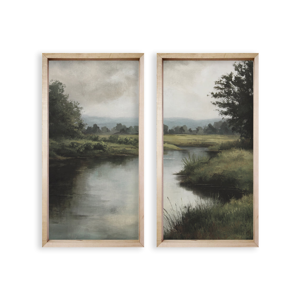 35x18 Thin Oak Creekside Diptych (Set of 2)