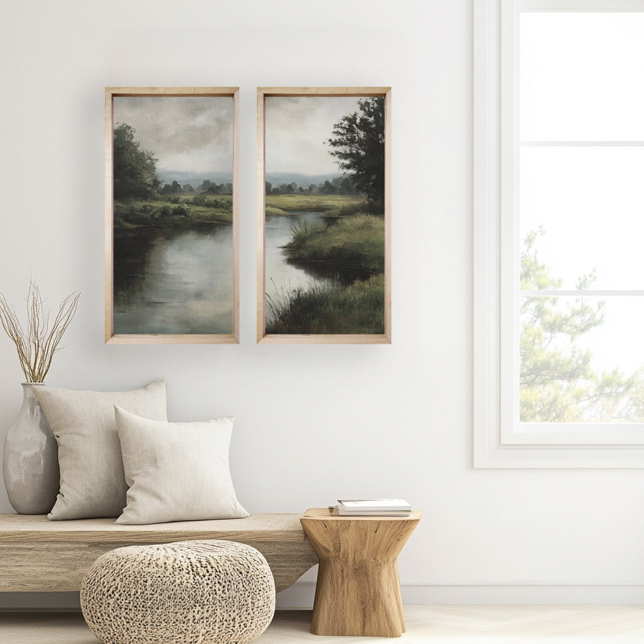35x18 Thin Oak Creekside Diptych (Set of 2)
