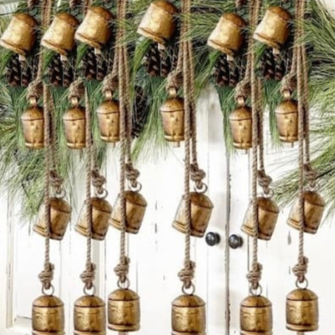 VOLUME BUY 4 Rustic Iron Bells on Rope SIX PACK