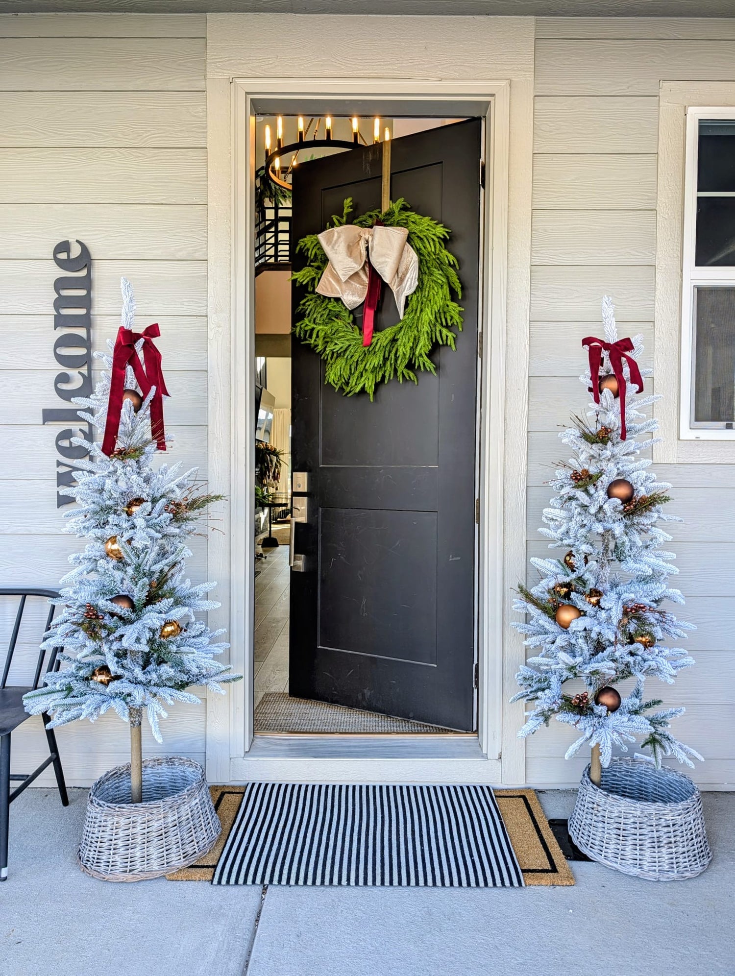 HOT DEAL -Pair of Two Snowy Fir Trees + Two Willow Rings