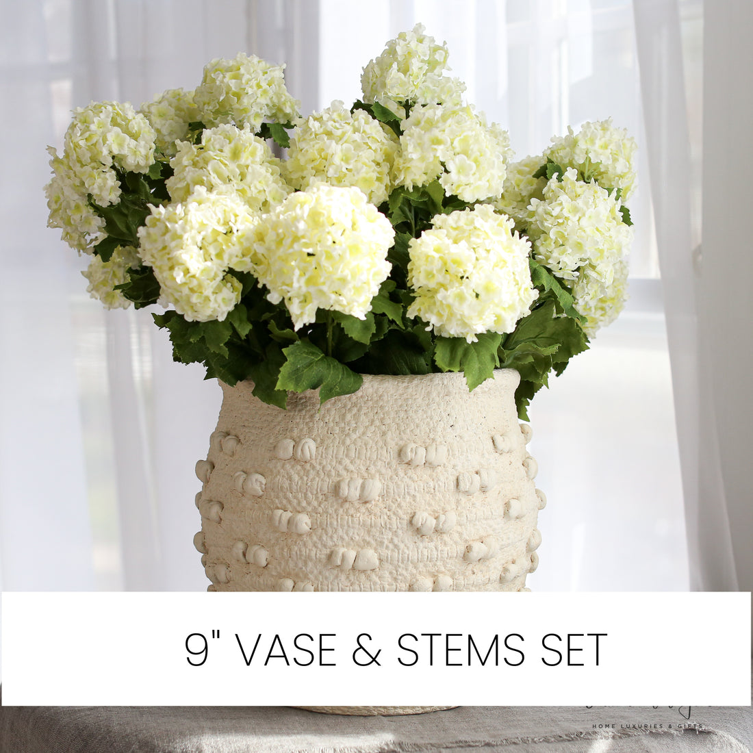 The Knot Curated Set: Cream Knot Vase + 6 Snowball Sprays