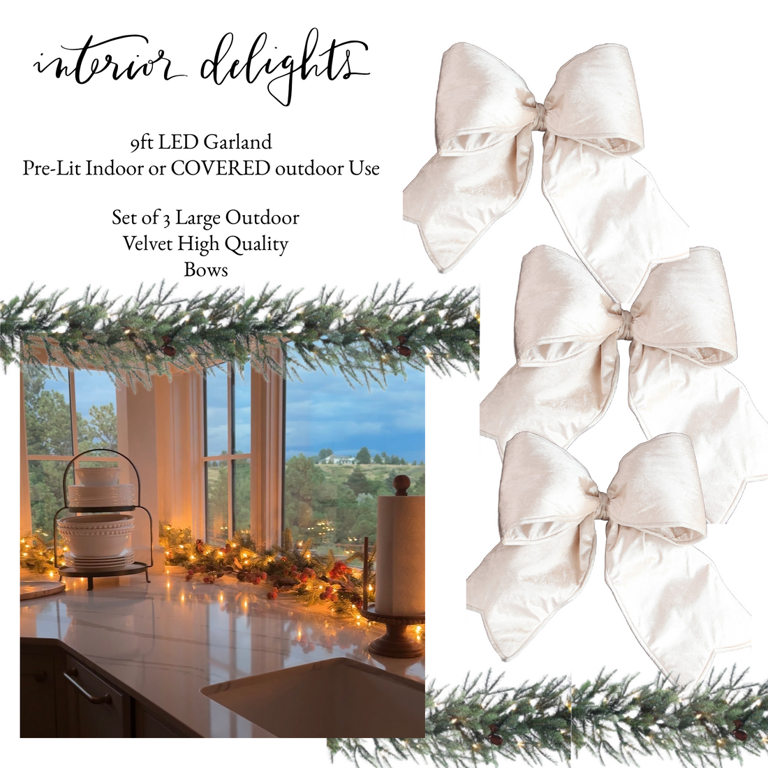 Pre-Lit Garland & Bow Bundle