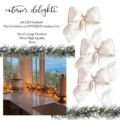 Pre-Lit Garland &amp; Bow Bundle