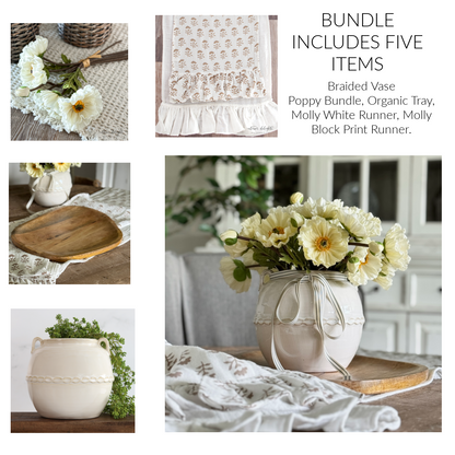 CURATED SET : Vase, Poppies, Tray and Two Table Runners