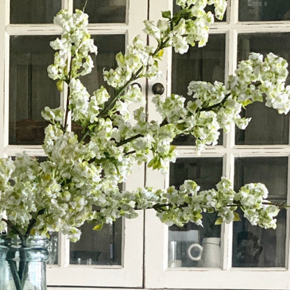Set of 3 Cream Wild Blossom Spray - 34&quot; tall, ideal for floral arrangements and home decoration.