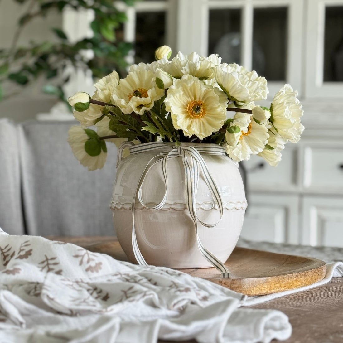 8” Cream Braided Vase