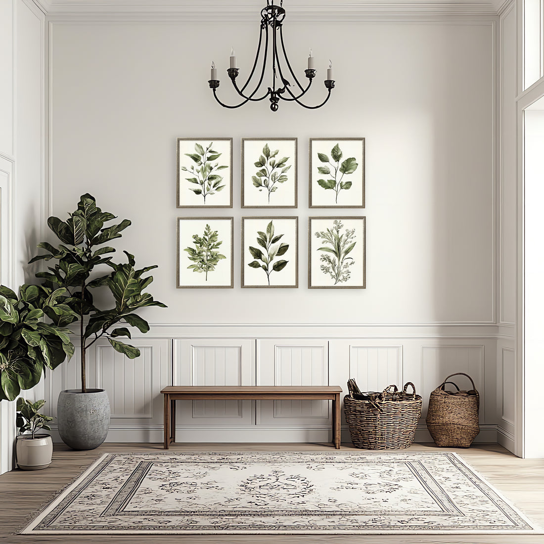 16x20 Green Botanicals set of 6