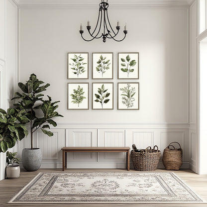 16x20 Green Botanicals set of 6