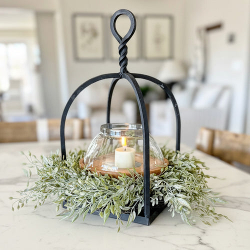 Twisted Top Lantern + Mixed Sage Ring Bundle - Interior Delights