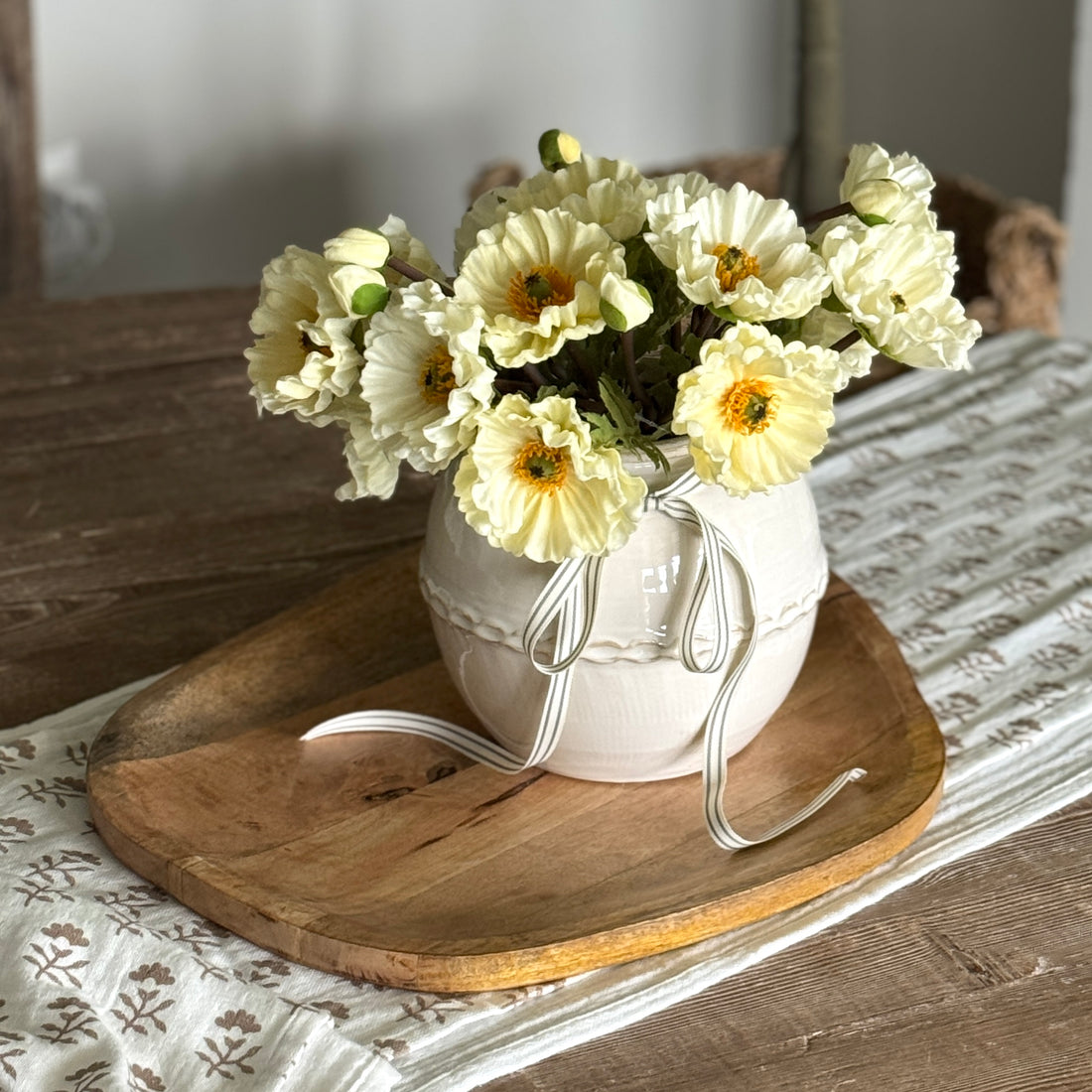 Mango Organic Layering Tray showcasing its unique grain and smooth finish, perfect for adding natural beauty to your table decor.