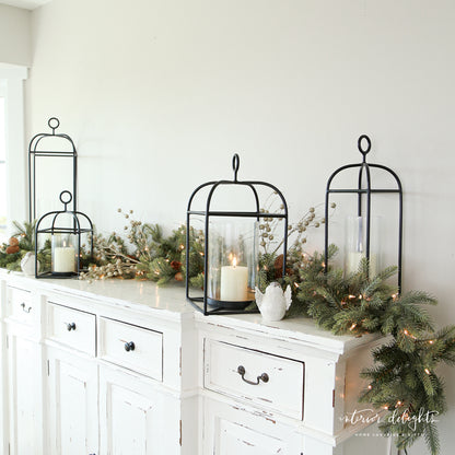 Black Rectangular Outdoor Lantern:  Choose from in 27&quot; or 19&quot;