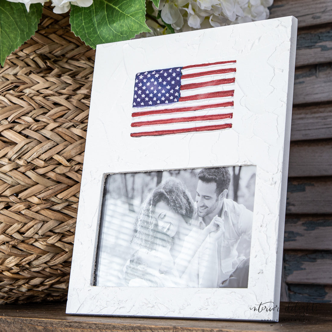 Close-up of the Flag Frame 4x6, highlighting the classic design and patriotic touch ideal for honoring military family members.