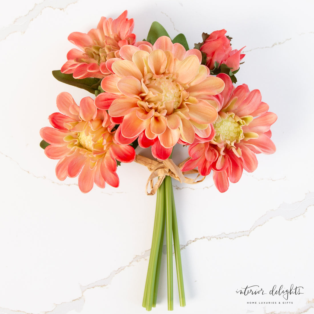 Light green 13” Mum Bundle, lifelike faux flowers adding charm to any arrangement.