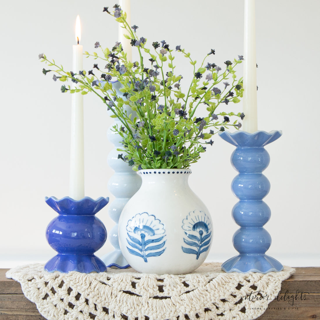 Stylish 5” Buti Block Print Flower Vase with a decorative dot design around the rim, ideal for displaying small flower bundles.