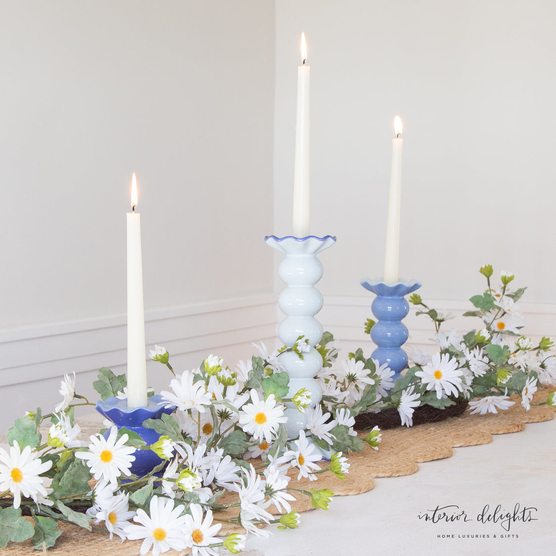 Close-up of the White Shasta Showers Garland showing soft blooms and flexible stems, ideal for shaping to enhance your spring or summer decor.