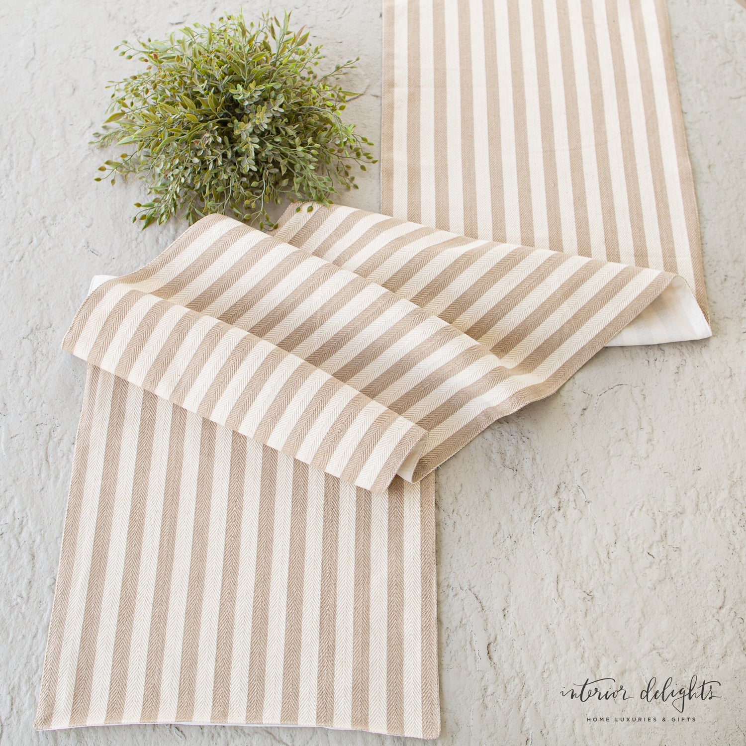 Cream Striped Table Runner