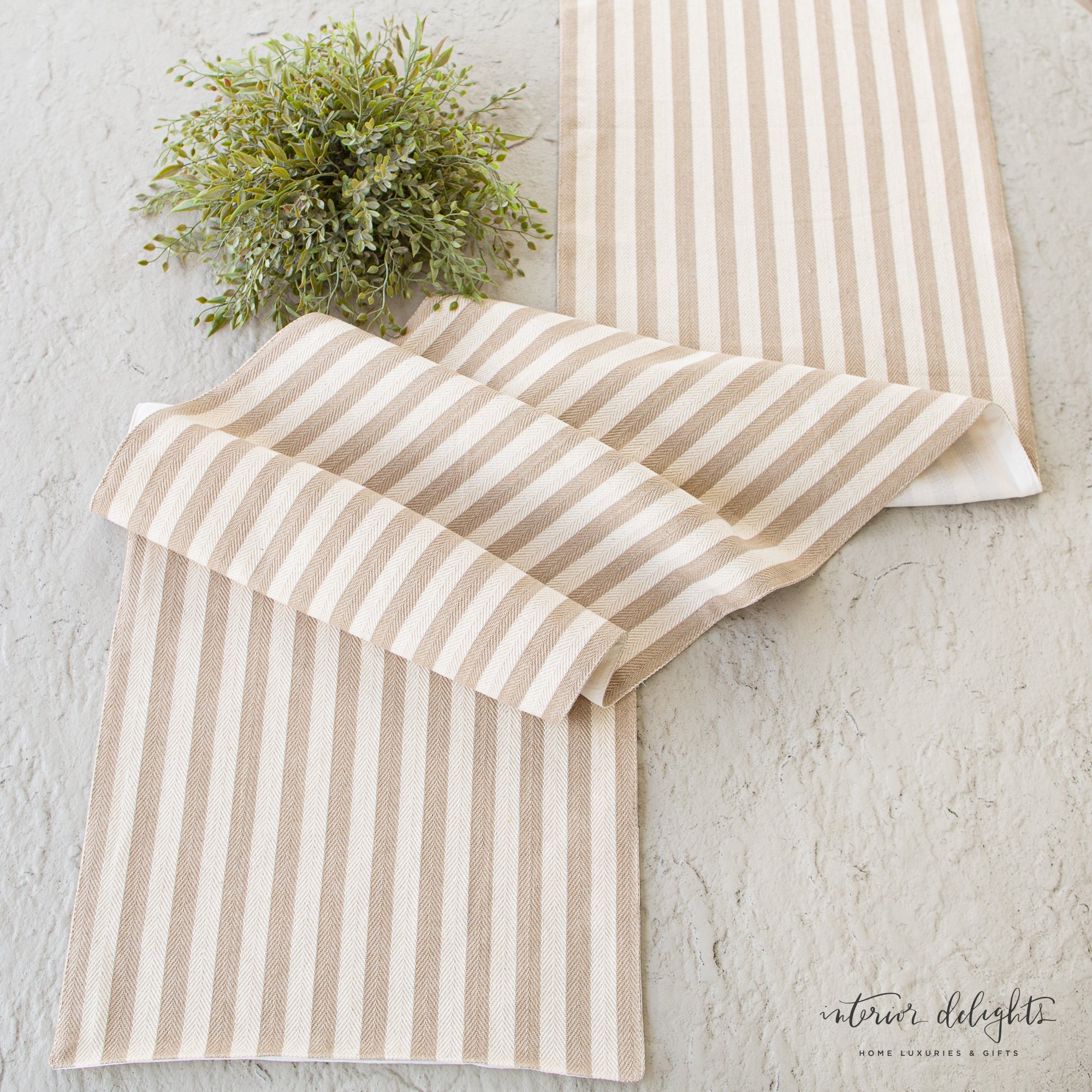 Cream Striped Table Runner
