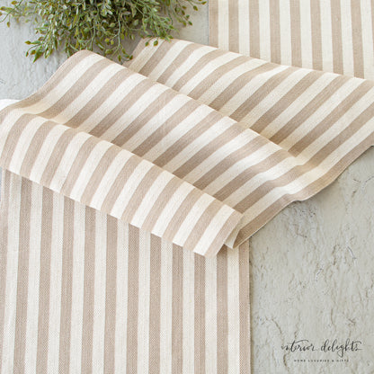 Cream Striped Table Runner