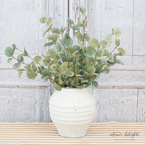 19-inch Garden Eucalyptus Bush with realistic layered leaves ideal for home decor styling.