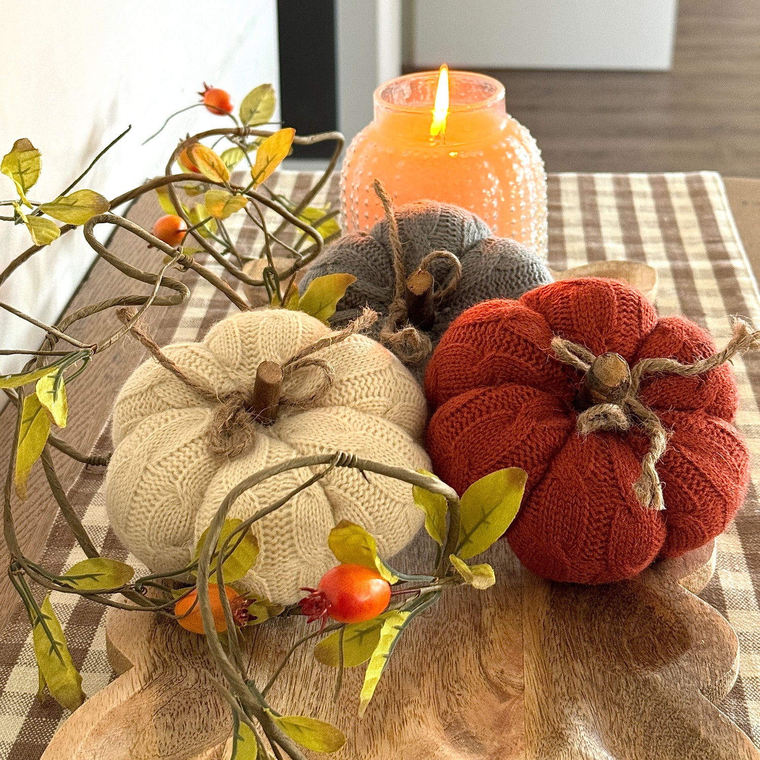 5&quot; Sweater Knit Small Pumpkins- Set of 3