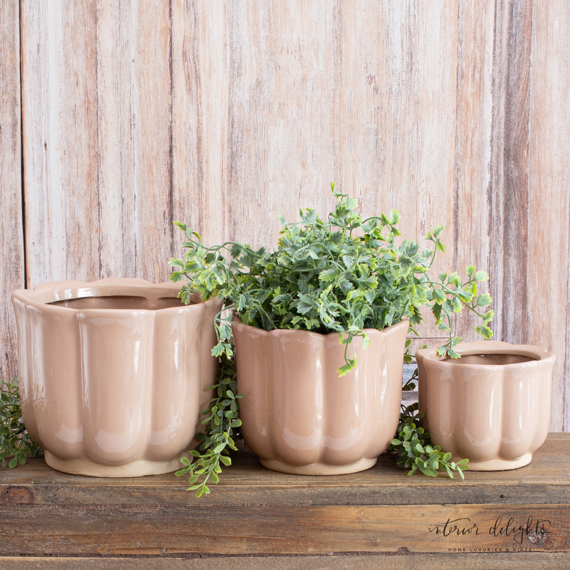 Mauve Stoneware Planters- Set of 3