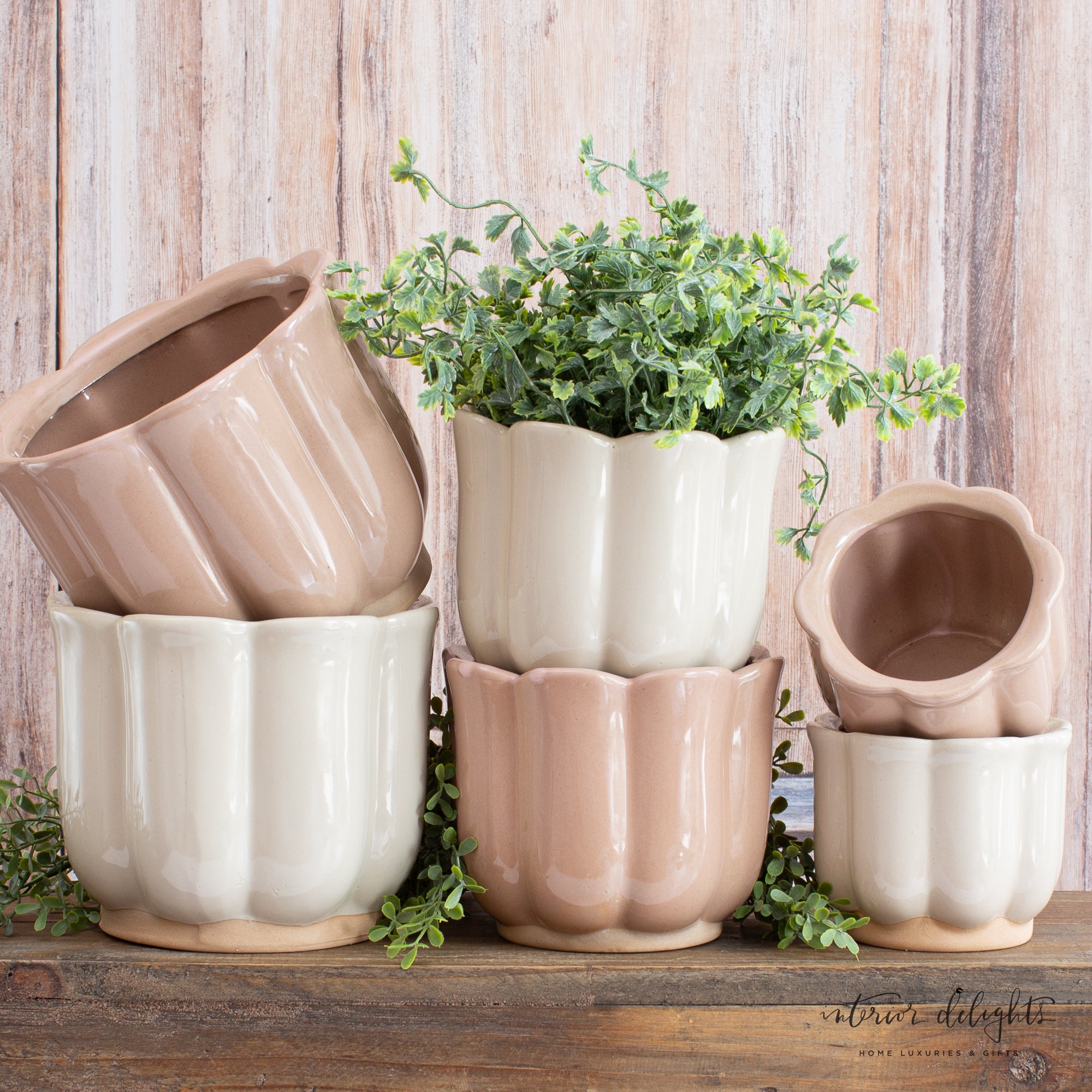 Mauve Stoneware Planters- Set of 3