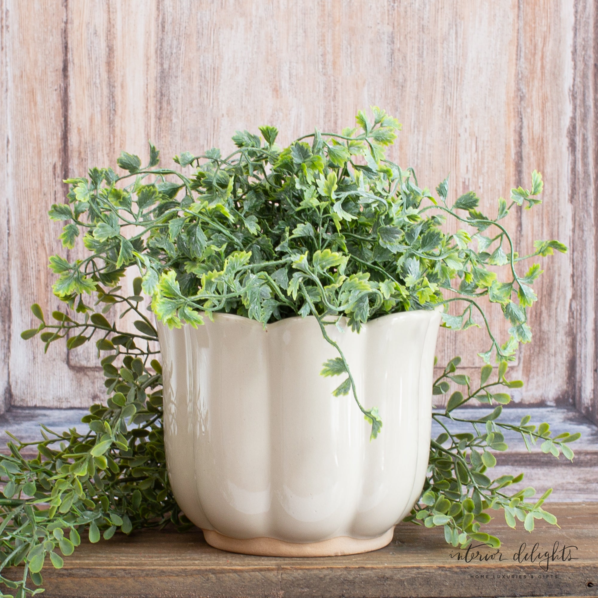 Beige Stoneware Planters- Set of 3