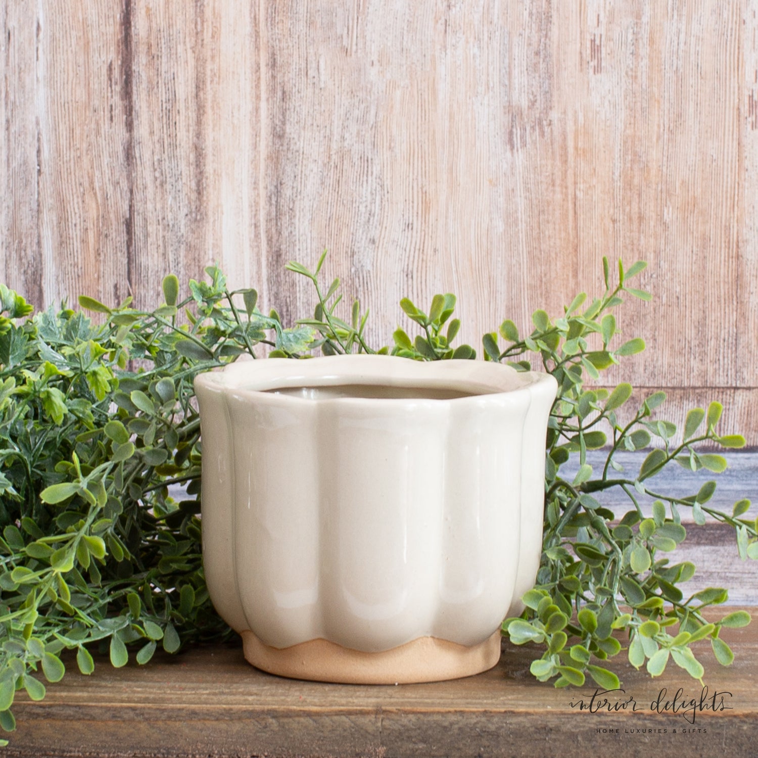 Beige Stoneware Planters- Set of 3