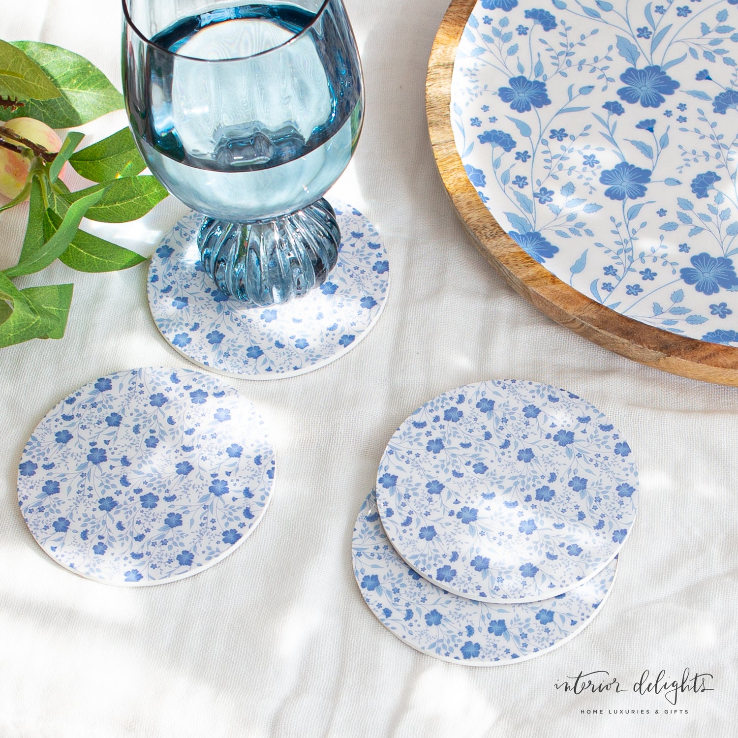 Blue and White Floral Coasters-Two Sets to Choose From