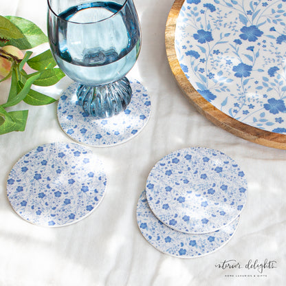 Blue and White Floral Coasters-Two Sets to Choose From