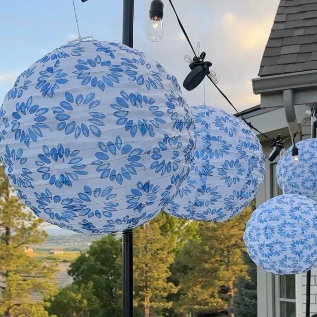 SUPER SAVINGS: Solar Nylon Blue burst Lanterns- 6 PACK