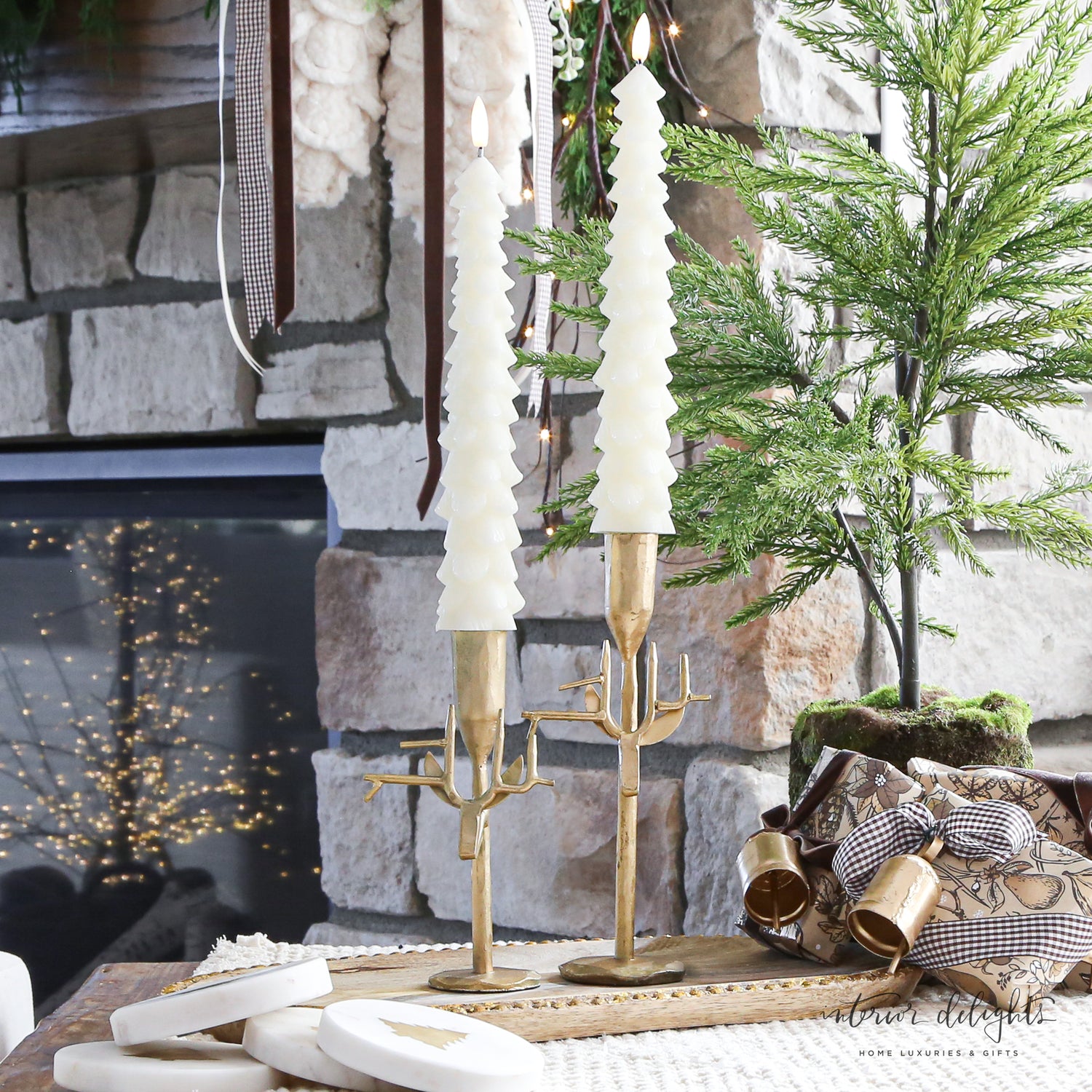 Forged Reindeer Candlesticks- Gold- Small or Large
