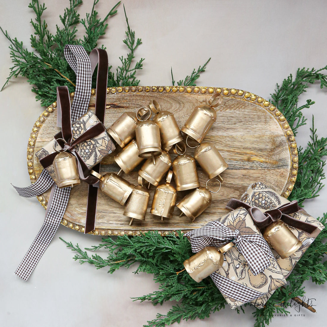 Jingle Bell Filler set featuring 12 shiny bells in a festive holiday display.