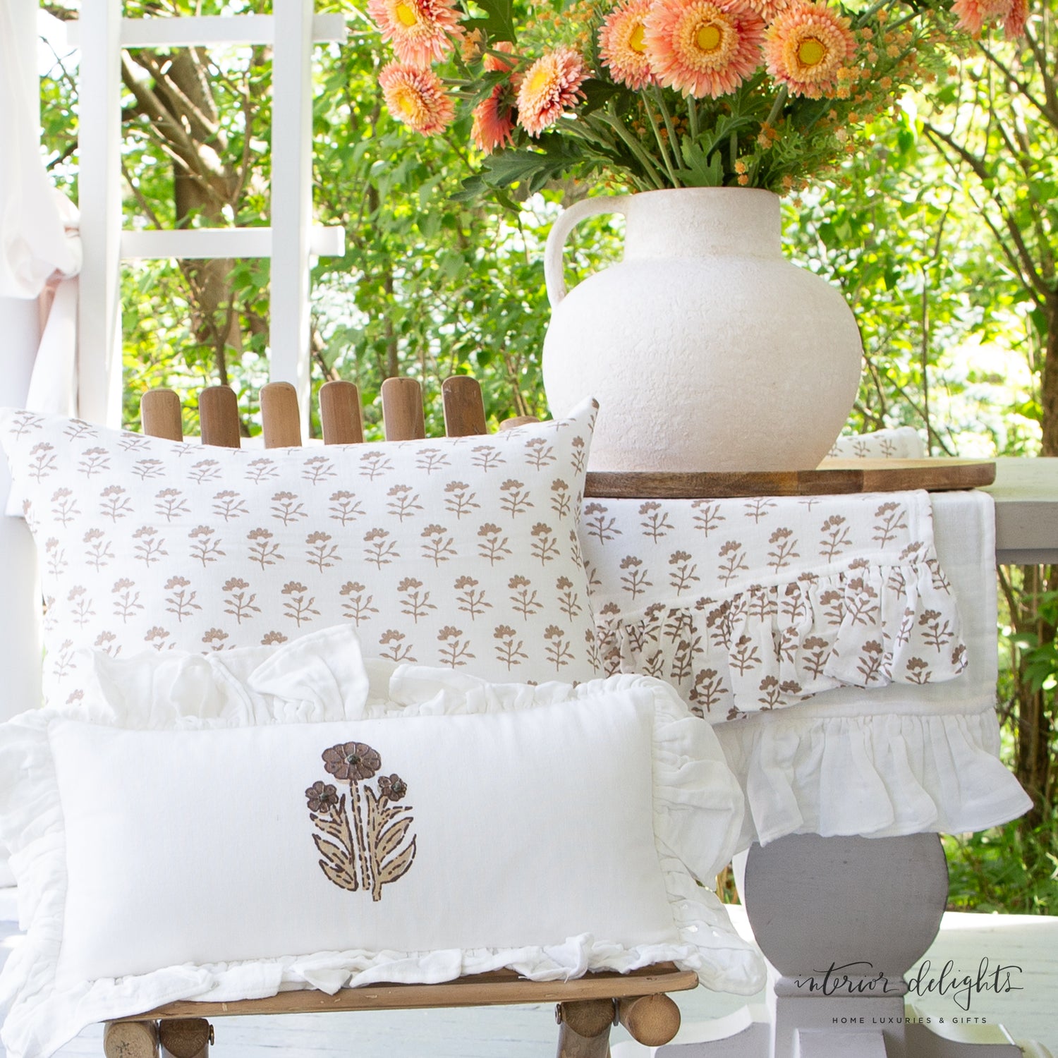 Molly Print Ruffle Lumbar Pillow