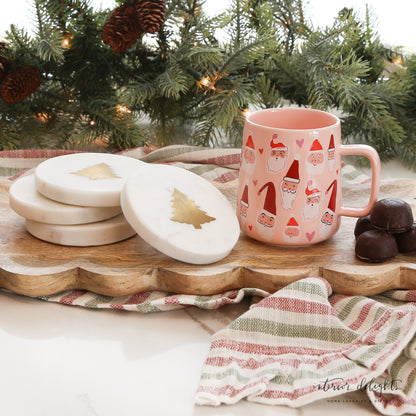 Gold Christmas Tree Marble Coasters