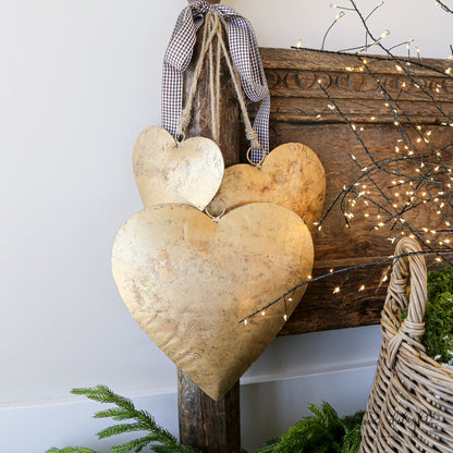 Antique Gold Heart Hangers, Set of 3