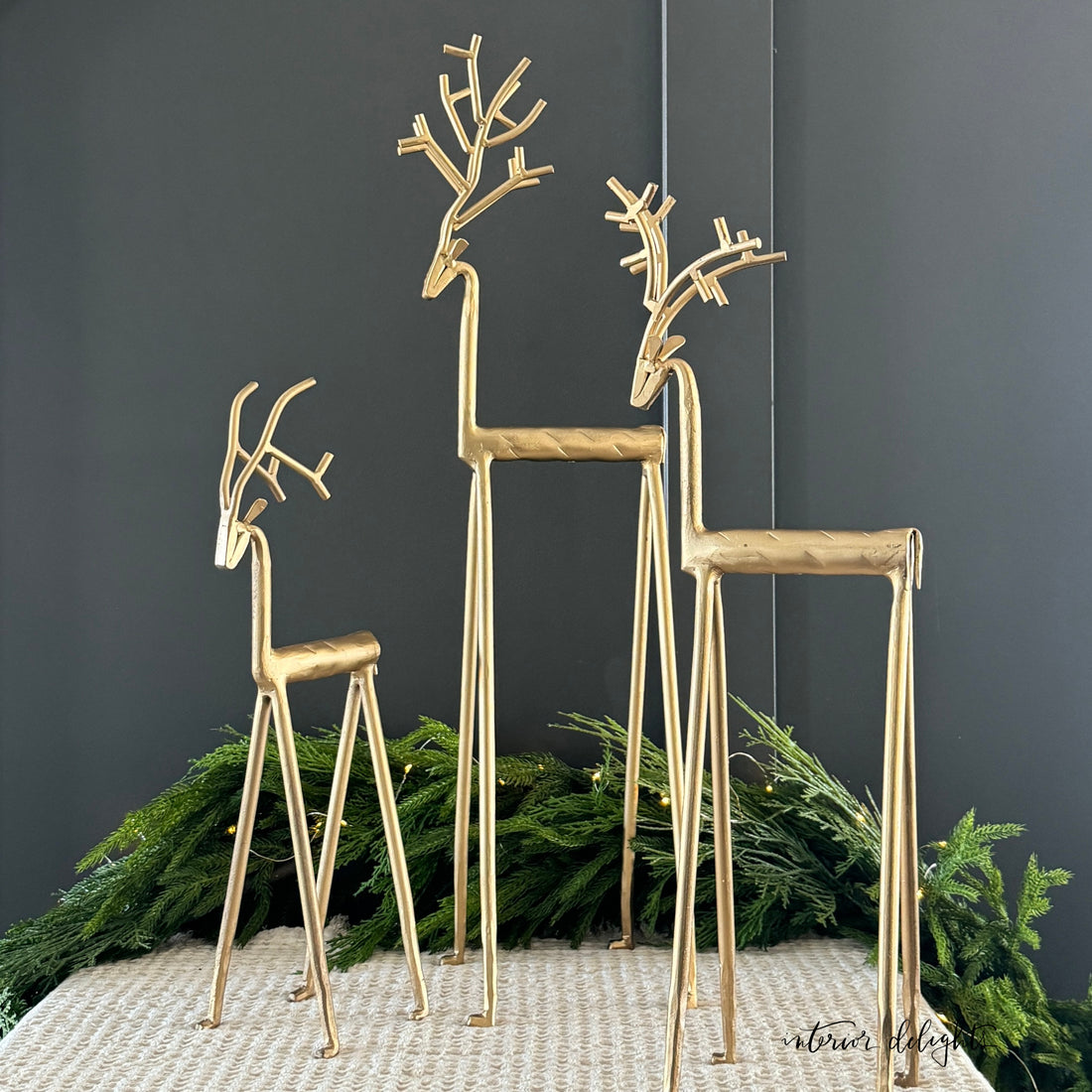 Gold Iron Deer- Set of 3